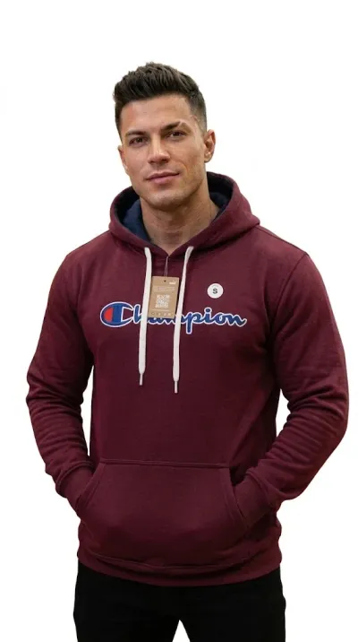 Sudadera Champion cerrada de hombre, diseño deportivo afelpado y resistente.