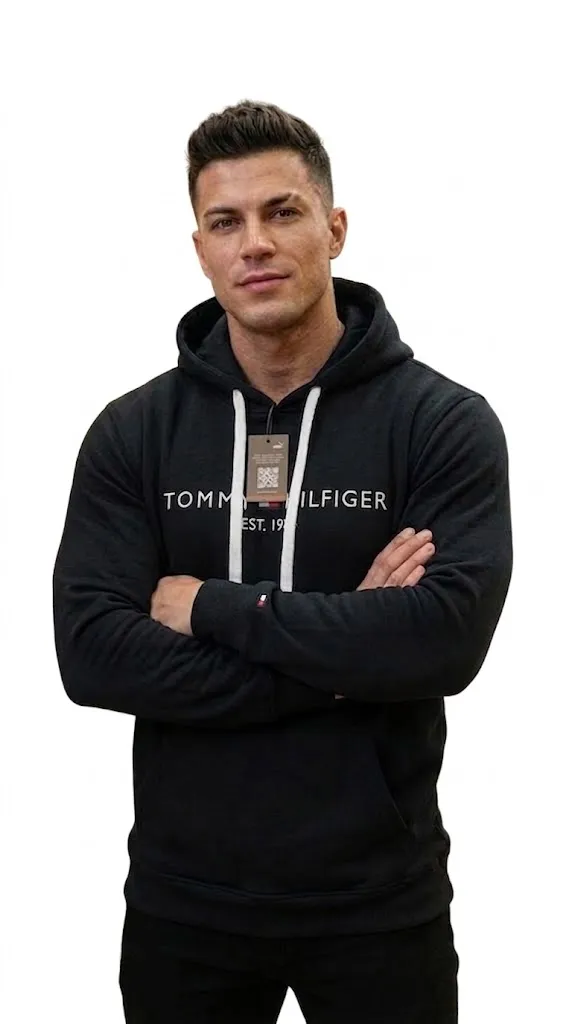 Sudadera Tommy Hilfiger de hombre, cerrada y con forro afelpado premium.