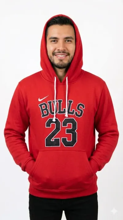Sudadera deportiva de hombre diseño Bull color rojo vibrante y cómodo.